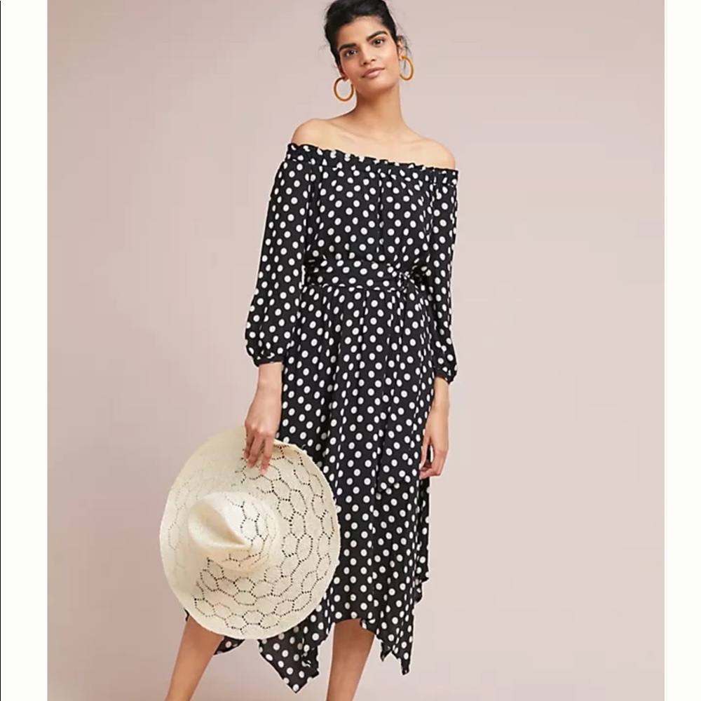 Anthropologie Gerti Polka Dot Midi Dress